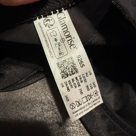 Glamorise Bra Black Women's Plus Size Wonderwire Posture Back Underwire Size 34D - Picture 6 of 6